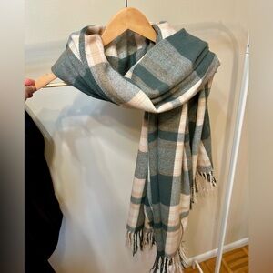 Women Pink and Blue Plaid Scarf 100% Acrylic